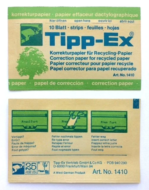 30 Sheets TIPP-EX Correction Paper for Recycling Paper Typewriter No. 1410