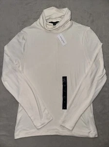 Banana Republic Shirt Damen Gr. Medium weiß Rollkragen zeitlos Oberteil neutral NEU - Bild 1 von 11