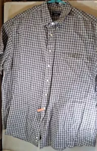 Trader Bay Mens Short Sleeve Button Down Shirt Size 2XLT Cream/Blue Plaid - Picture 1 of 6