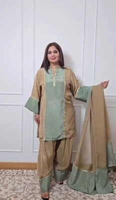 Pakistaner Kleid Salwar Kameez Fertig Zum Tragen Anzug Indian Hochzeit Party - Bild 1 von 4