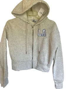 Los Angeles 94 Junior Size XS Long Sleeve Full Zip Hoodie Gray NEW - Picture 1 of 14