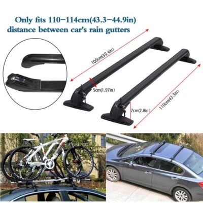 Car SUV Aluminum Roof Rail Luggage Rack Baggage Carrier Cross w/ Antitheft Lock - Image 1 of 4