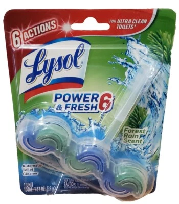 Limpiador de inodoro automático Lysol Power & Fresh 6 acciones aroma a lluvia bosque RARO Foto 1 de 2