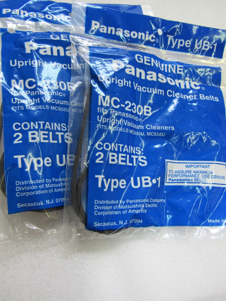 4 Genuine Panasonic MC-230B Type UB-1 Vacuum Belts-Made in USA- MC655U, MC658U  - image 1 of 1