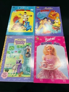 New Vintage Lot Sticker Fun Golden Book Disney Aladdin Cinderella Barbie Beauty - Picture 1 of 4