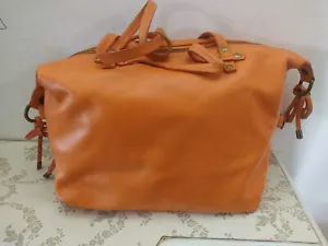 BORSA BAULETTO IN VERA PELLE "PELLETTERIA VENETA" ARANCIONE CON DOPPIO MANICO - Foto 1 di 12