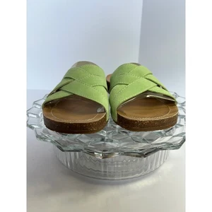 Lands' End Women's Green Suede Criss Cross Slide Sandals Size 9.5 B - Picture 1 of 5