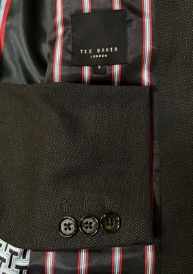 NWOT Ted Baker 2 Piece Dark Gray Suit 38R 2 Button 34x31 Textured Material - Image 1 of 4