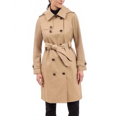Woman’s London Fog Double-Breasted Khaki Trench Coat Brand Size M New Sealed !! - Image 1 of 4