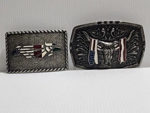 Menge 2 Cody James patriotische Schnallen schöne Adler, Stier und amerikanische Flagge - Bild 1 von 11