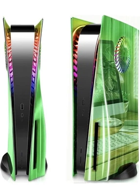 SIKEMAY Metallic Green Faceplate for PlayStation 5 Cover PS5 Console w/RGB LED + remote