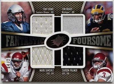 2010 UD SPx Game Used Fantastic Foursome Jersey BRADY ROMO SANCHEZ PALMER 04/25 - Image 1 of 4
