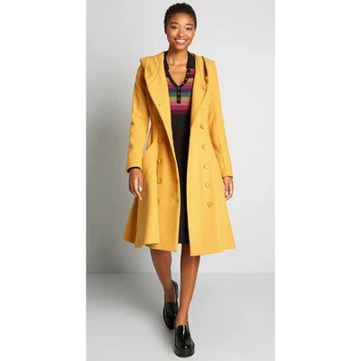 Nuevo con etiquetas Abrigo Collectif Mujer 4 Brezo Con Capucha Columpio Chaquetón Mostaza Twee Retro Foto 1 de 4