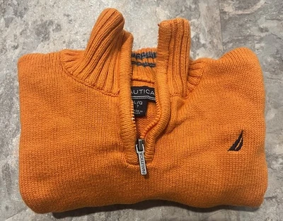 Suéter Nautica Niños L Naranja 1/4 Cremallera Manga Larga Elastizado Tejido Pullover Juvenil Foto 1 de 4