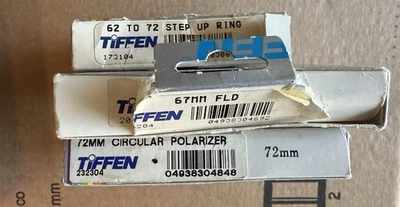 Open Box Tiffen 72mm Circular Polarizer, 67mm FLD, 62 To 72 Step Up Ring - Image 1 of 2