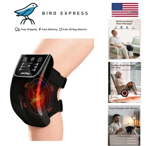 Masajeador de rodilla inalámbrico con calor y vibración, correas ajustables, alivio del dolor - Imagen 1 de 11