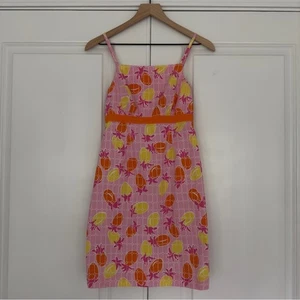 Lilly Pulitzer Vintage White Label Pineapple Dress Adjustable Spaghetti Straps 0 - Picture 1 of 12