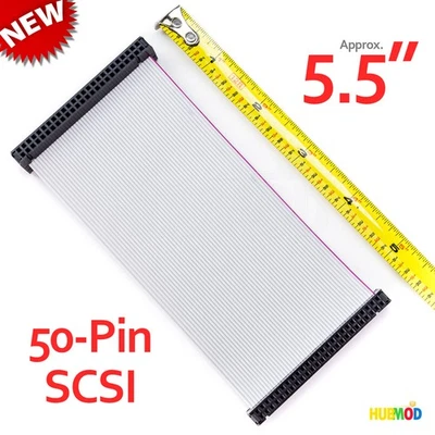NEW 5.5" 50-Pin Short SCSI Internal Ribbon Flat Cable F/F 2-Connector 1-Device - Image 1 of 2