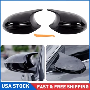 Pair Gloss Black Side Mirror Cover Cap for 05-08 BMW E90 E91 328i 335i Pre-LCI - Picture 1 of 15