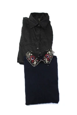 Massimo Dutti Club Monaco Mujer Camisa Satinada Cuello Suéter Negro P XS Lote 2 Foto 1 de 3