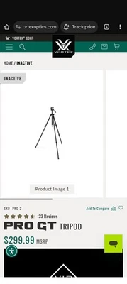 Trípode Vortex Pro GT con cabezal panorámico/inclinable y placa QR - Excelente estado Foto 1 de 4