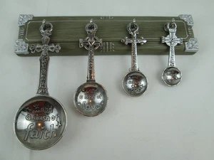 Ganz Set Of 4Measuring Spoon Set With Rack Faith, Love, Hope & Joy on Cross Hand - Picture 1 of 8