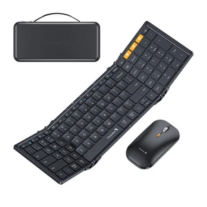 Foldable Keyboard and Mouse, XKM01 True Full-Size Folding Bluetooth Keyboard ... - Picture 1 of 9