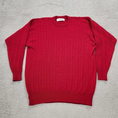 Pringle Of Scotland Sweater Mens Extra Large Red Cable Knit Lambwool Crew Neck - Image 1 of 4