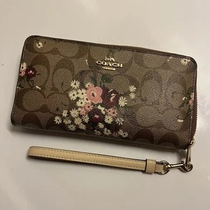 Coach lange Geldbörse Signature Canvas mit Evergreen Blumenmuster - Bild 1 von 5