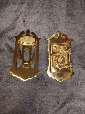 Antique 2 Piece Brass Art Deco Speakeasy Peephole Viewer Door Knocker  - Image 1 of 4