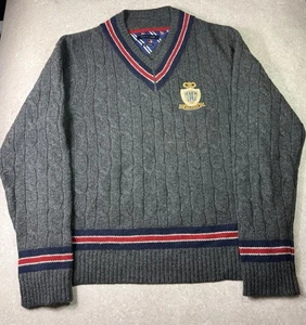 Tommy Hilfiger dicker Pullover Pulli Zopfmuster V-Ausschnitt weicher Lammwolle Gr. XL - Bild 1 von 9