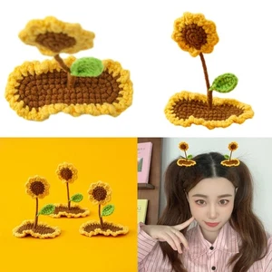 Barrettes Clip Hairpin Crocheted Ornaments Sunflower Hairpin for Women Girls - Picture 1 of 9