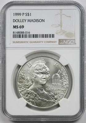 1999-P Dolley Madison $1 NGC PF 69 Ultra Cameo Modern Commemorative Dollar - Image 1 of 4