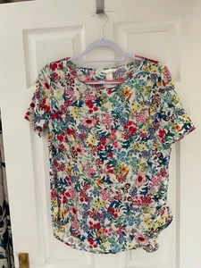 V PRETTY H&M SHORT SLEEVED MULTI FLORAL BLOUSE TOP UK10 US6 EUR36 NWT - Picture 1 of 21