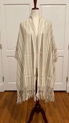 Традиционный мексиканский ребозо от Oaxca Mex. Мексиканская шаль, жилет с бахромой!! - Изображение 1 из 4