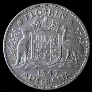 1947 Australia 1 Florin, King George VI, 2 Year Type - Picture 1 of 2