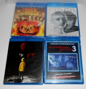 Blu-ray Horror 4 DVD LOT: IT/Distorted/Paranormal Activity 3/Trick or Treat New