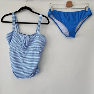 New Beachsissi blue striped tankini 2 piece swimsuit bathing suit womens XL - Picture 1 of 4