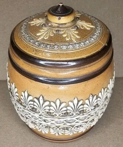 Antique Late Victorian Doulton Lambeth England Pottery Humidor Tobacco Jar - Picture 1 of 12