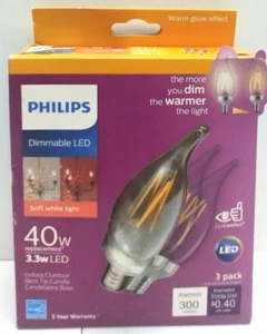 Philips 540757 Soft White 40W Equivalence B11 E12 Base 300 lm. 120V LED Bulb AB - Picture 1 of 4