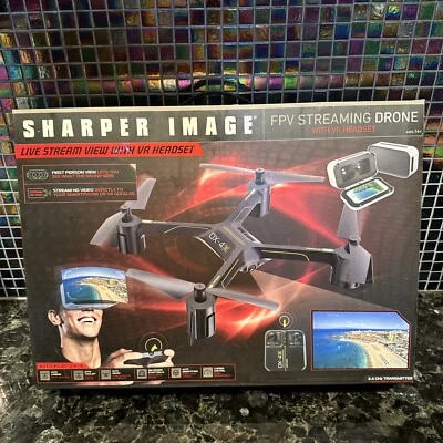 SHARPER IMAGE FPV DX-4 Streaming Drone W/ VR Headset BRAND NEW AUTO PILOT UNUSED - Image 1 of 4