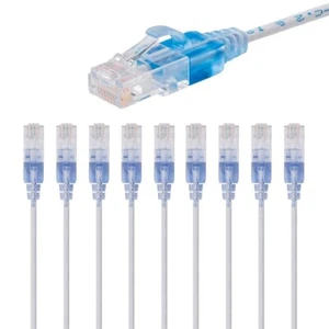 10x 25FT CAT6A RJ45 Ethernet LAN Network Patch Cable Copper 10G Slim 30AWG White - Afbeelding 1 van 5