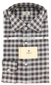 Borrelli Brown Check Shirt - Extra Slim - 15.75/40 - (EVS11960NIO) - Picture 1 of 4