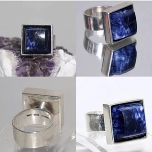 Hans HANSEN Ring 925er Silber Sodalith Modernist Design Denmark 1970 Größe 57 - Bild 1 von 10