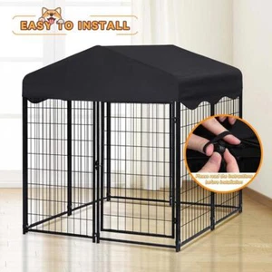 Cuccia per cani da esterno grande gabbia recinzione in metallo per animali domestici con copertura impermeabile tetto - Foto 1 di 11