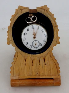 Etui und Ständer für Trachtenschmuck / Bauern Taschenuhr Holz um 1920 (110150) - Bild 1 von 11