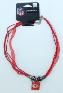 NFL Kansas City Chiefs Wincraft Life Tile Necklace With Ribbon & Beads NEW! - Picture 1 of 1