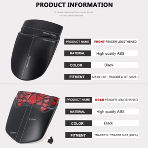 Front Rear Fender Extender Mudguard Tire Hugger For Yamaha Tracer 9 GT 2021-2023 - Picture 1 of 19