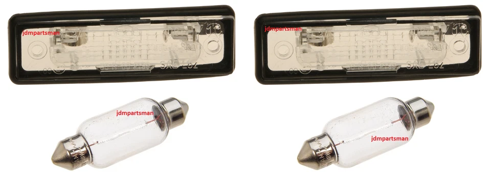 BMW E12 E23 E24 E28 E30 Set of 2 Hella License Plate Lights + 6418 Bulb Set - Image 1 of 1