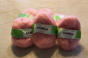 Samida Mohair Wool Lot of 6 , 1.4 Ounce Balls Pink Made In Italy - Picture 1 of 4